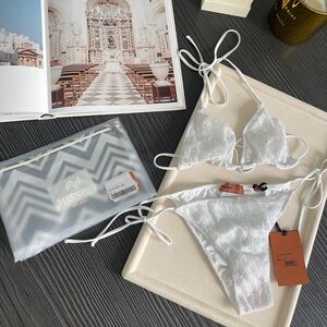 MISSONI Metallic Threading String Bikini sz 44 NEW $610